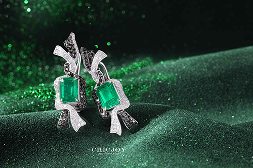 祖母绿耳环 - 【半亩方糖】(图1)